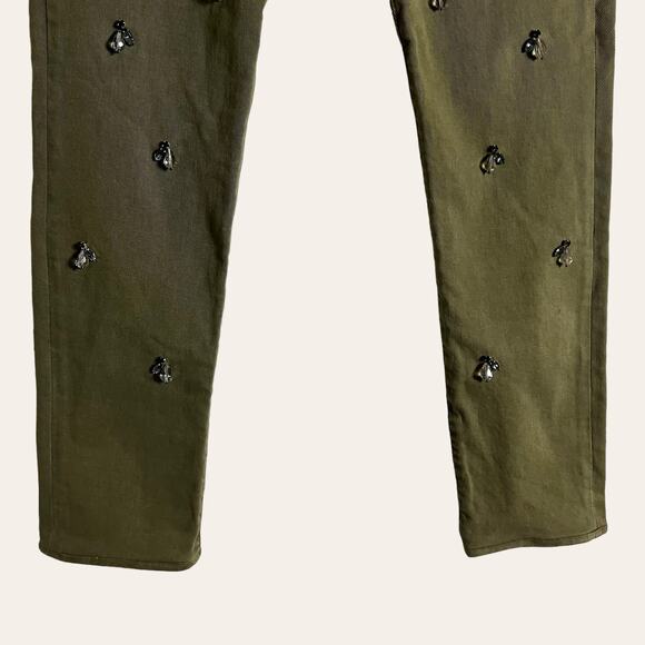 Pinko Green High Rise Gem Embellished Straight Leg Jeans Size 29 - Picture 5 of 11